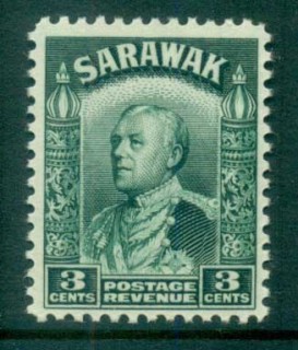 Sarawak-1934-41-Sir-Charles-Vyner-Brooke-3c-green-MUH-lot82195