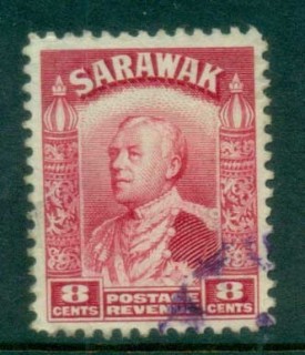 Sarawak-1934-41-Sir-Charles-Vyner-Brooke-8c-rose-FU-lot82202