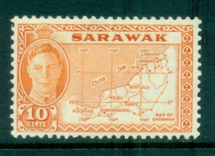 Sarawak-1952-KGVI-Map-of-Sarawak-10c-lot82279