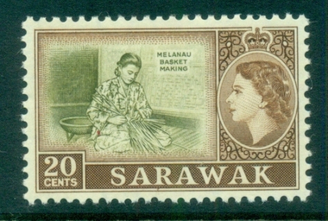 Sarawak-1955-57-QEII-Melanau-basket-making-20c-MLH-lot82308