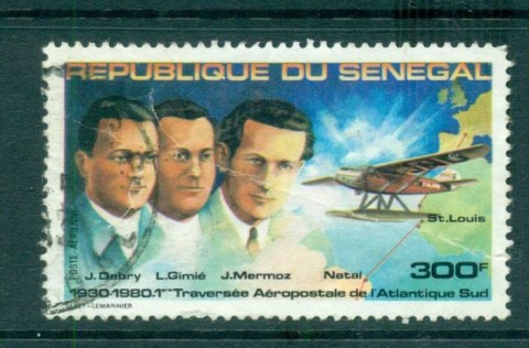 Senegal 1980 Airmail Atlantic Crossing map