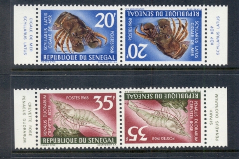 Senegal 1968 Marine Life, 10. 20. 35 & 100f setenant pairs