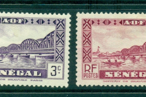 Senegal 1935-40 3c, 40c Faidherbe Bridge
