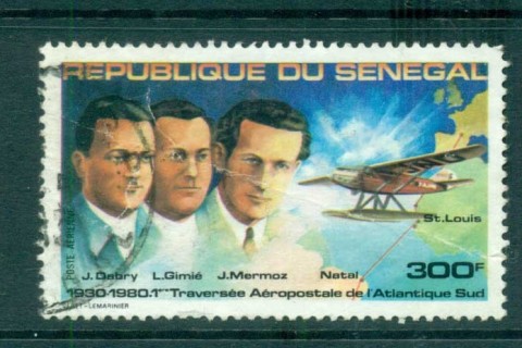 Senegal 1980 Airmail Atlantic Crossing map