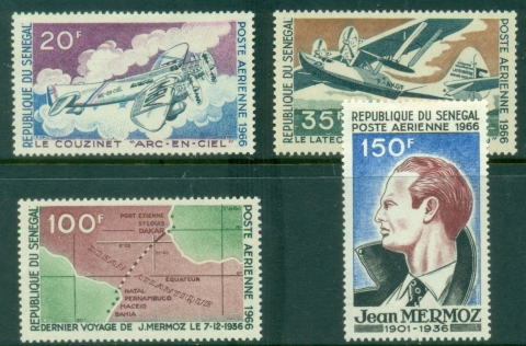 Senegal-1966-Airmail-The-30th-Anniversary-of-the-Death-of-Jean-Mermoz-1901-1936-MUH