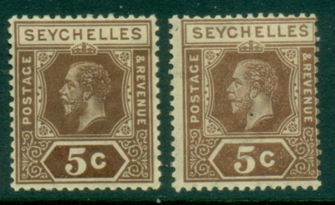 Seychelles-1917-20-KGV-Portrait-5c-brown-shades-MLH