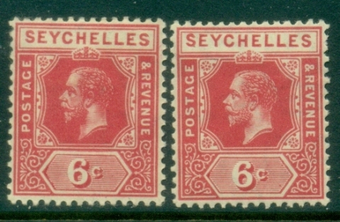 Seychelles-1917-20-KGV-Portrait-6c-carmine-rose-shades-MLH