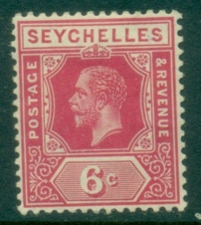 Seychelles-1921-32-KGV-Portrait-6c-carmine-rose-MLH