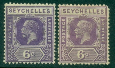 Seychelles-1921-32-KGV-Portrait-6c-violet-shades-MLH