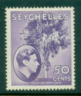 Seychelles-1938-41-KGVI-Pictorial-50c-Coco-de-Mer-Palm-MLH