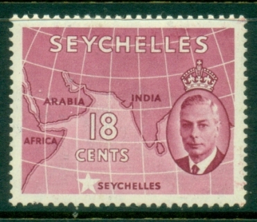 Seychelles-1952-KGVI-Pictorials-18c-Map-MLH