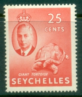 Seychelles-1952-KGVI-Pictorials-25c-Giant-Tortoise-MLH