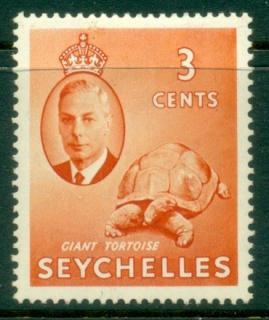 Seychelles-1952-KGVI-Pictorials-3c-Giant-Tortoise-MLH