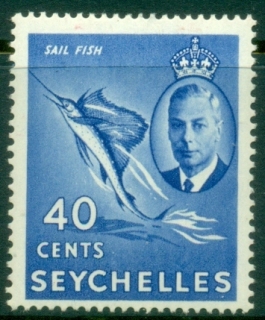 Seychelles-1952-KGVI-Pictorials-40c-Sail-Fish-MLH