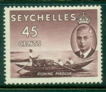 Seychelles-1952-KGVI-Pictorials-45c-Fishing-Pirogue-MLH