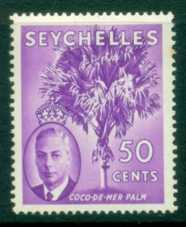 Seychelles-1952-KGVI-Pictorials-50c-Coco-de-Mer-Palm-MLH