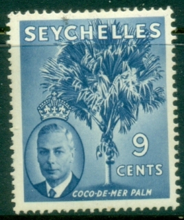 Seychelles-1952-KGVI-Pictorials-9c-Coco-de-Mer-Palm-MLJ