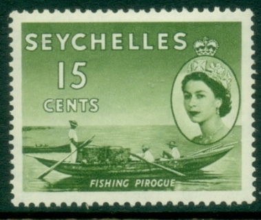 Seychelles-1954-56-QEII-Pictorials-15c-Fishing-Pirogue-MLH_1