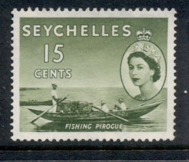 Seychelles-1954-56-QEII-Pictorials-15c-Fishing-Pirogue-MNG