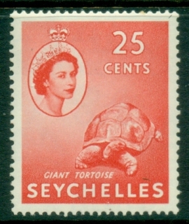 Seychelles-1954-56-QEII-Pictorials-25c-Giant-Tortoise-MLH