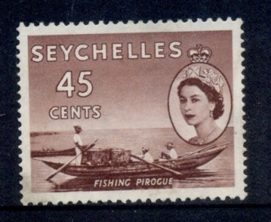 Seychelles-1954-56-QEII-Pictorials-45c-Fishing-Pirogue-MNG