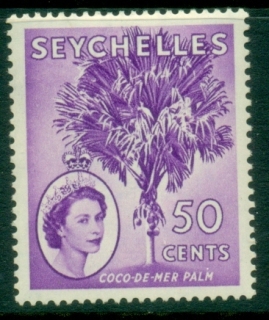 Seychelles-1954-56-QEII-Pictorials-50c-Coco-de-Mer-Palm-MLH