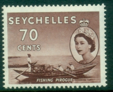 Seychelles-1954-56-QEII-Pictorials-70c-Fishing-Pirogue-MLH