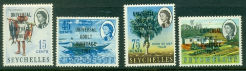 Seychelles-1967-QEII-Pictorial-Overprint-Universal-Adult-Suffrage-MLH