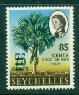 Seychelles-1968-QEII-Pictorial-85c-on-75c-Coco-de-Mer-Palm-MLH