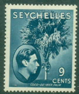 Seychelles-1938-41-KGVI-Pictorial-9c-Coco-de-Mer-palm-MLH