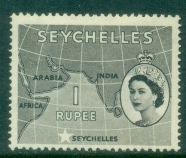 Seychelles-1954-QEII-Pictorial-1R-Map-MLH