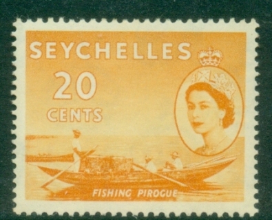 Seychelles-1954-QEII-Pictorial-20c-Fishing-Pirogue-MLH