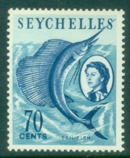 Seychelles-1962-QEII-Pictorial-70c-Sail-Fin-MLH