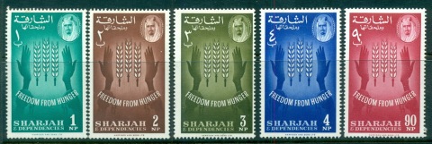 Sharjah-1963-Mi35-39-FFH-Freedom-From-Hunger-MLH