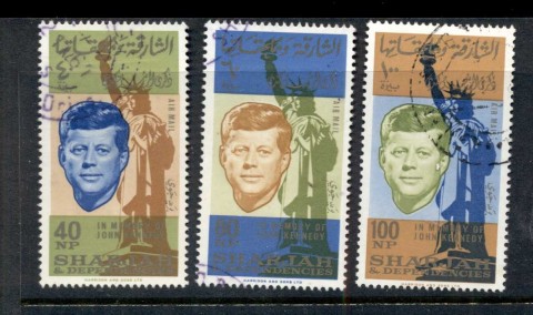 Sharjah-1964-Mi107-109-JFK-kennedy-1st-Death-Anniversary-CTO