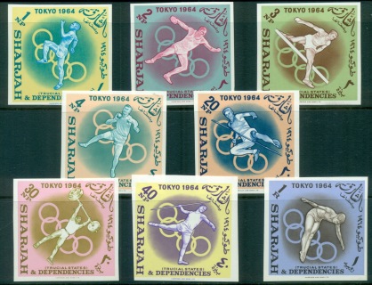 Sharjah-1964-Mi61-68B-Summer-Olympics-Tokyo-IMPERF-MLH