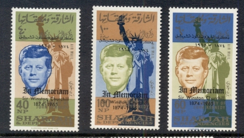 Sharjah-1965-Mi143-145-JFK-Kennedy-1st-Death-Anniversary