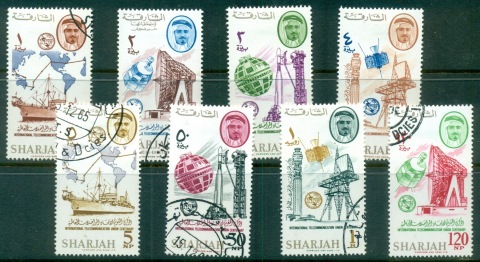 Sharjah-1965-Mi185-192-ITU-Centenary-CTO