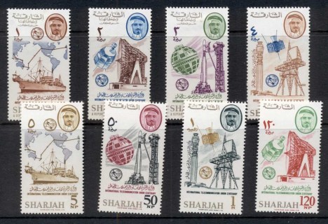 Sharjah-1965-Mi185-192-ITU-International-Telecommunications-Union-100th-Anniversary-MLH