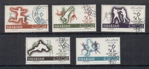 Sharjah-1965-Mi193-197-Pan-Arab-Games-Cairo-CTO