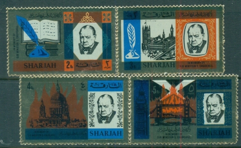 Sharjah-1966-Mi221-224-Winston-churchill-gloss-paper-MLH