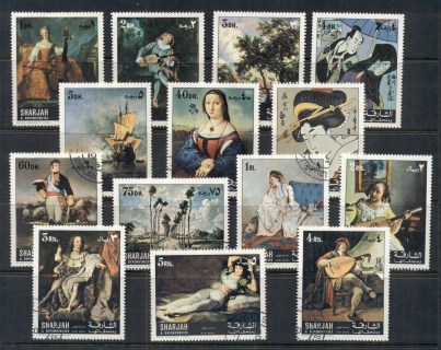 Sharjah-1967-Mi379-392-Paintings-CTO