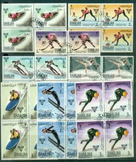 Sharjah-1968-Mi400-407-Winter-Olympics-Grenoble-blk4-CTO