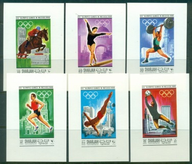 Sharjah-1968-Mi489-494-Summer-Olympics-Mexico-City-6xDLMS-MUH