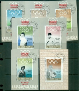 Sharjah-1968-Mi510-516-Olympic-Gold-Medallists-7xDLMS-CTO