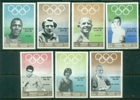 Sharjah-1968-Mi510-516-Olympic-Gold-Medallists-MUH