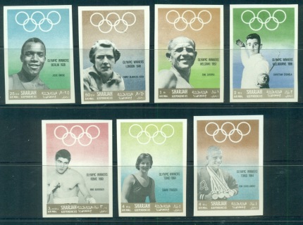 Sharjah-1968-Mi510-516B-Olympic-Gold-Medallists-IMPERF-MUH