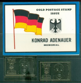 Sharjah-1969-Konrad-Adenauer-Gold-Foil-inc-presentation-folder-IMPERF-MUH-lot84710