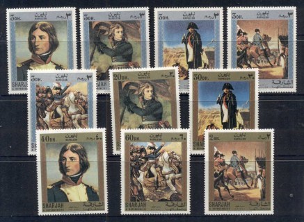 Sharjah-1970-Mi622-631-Napoleon-Paintings-MUH