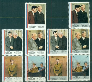 Sharjah-1971-Mi814-823-Charles-de-Gaulle-MLH